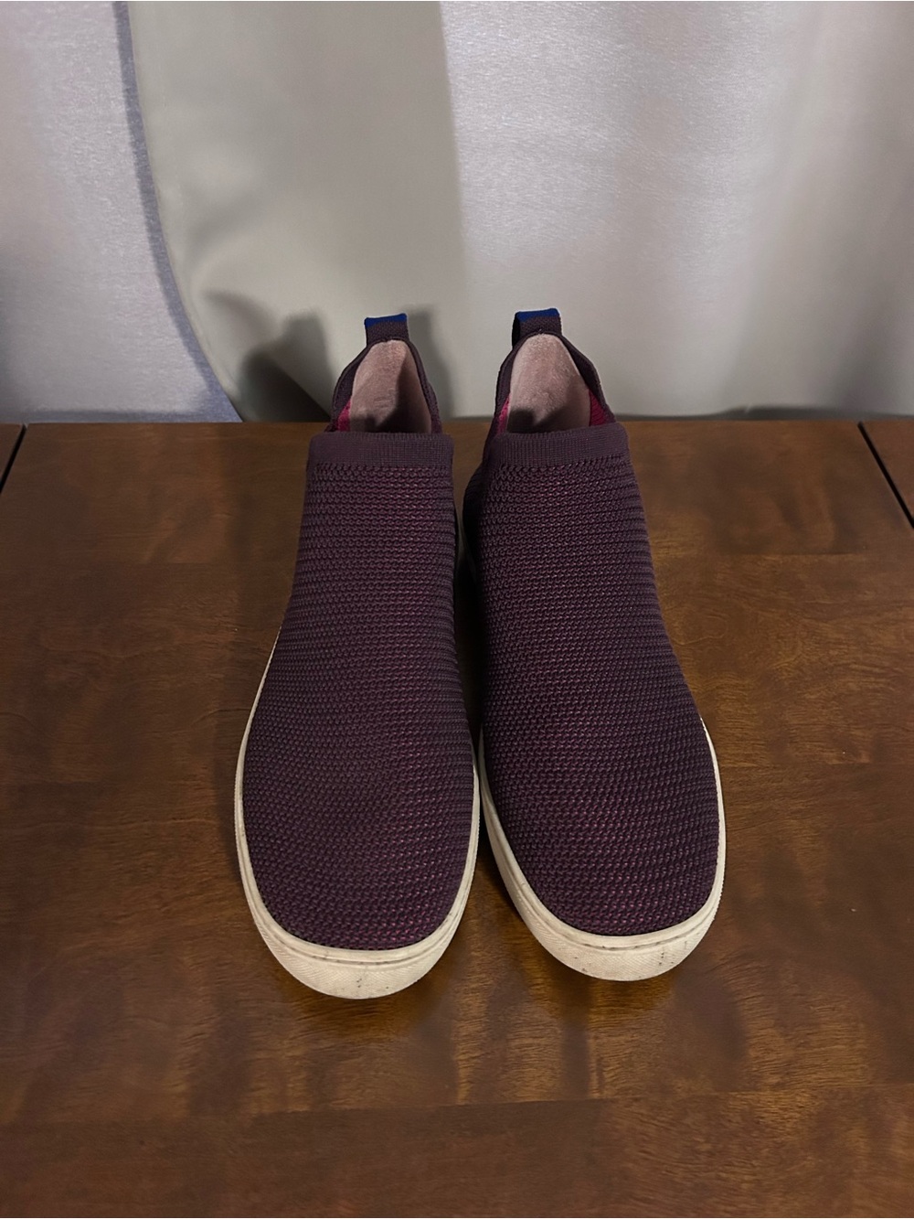 Men's Slip-On Knit Sneakers in Deep Plum